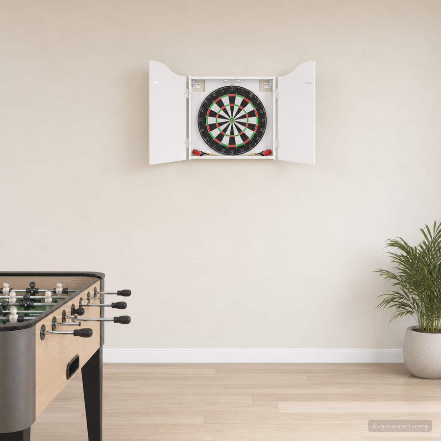 Dartbord Kabinet Hoogglans Wit 56 x 12 x 63 cm Bewerkt hout