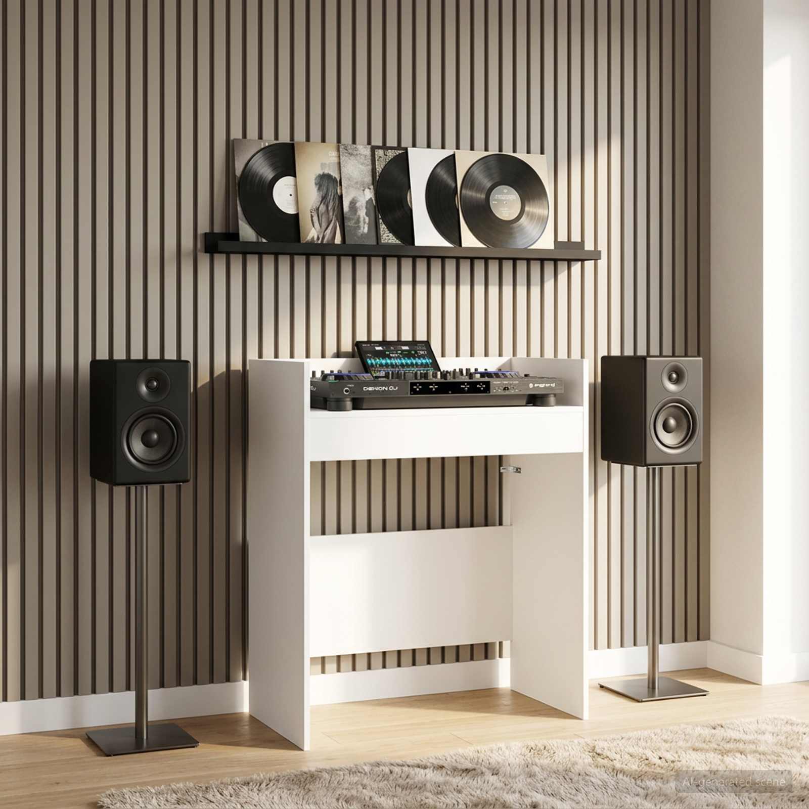 DJ Tafel Wit 102 x 45 x 102 cm Bewerkt hout
