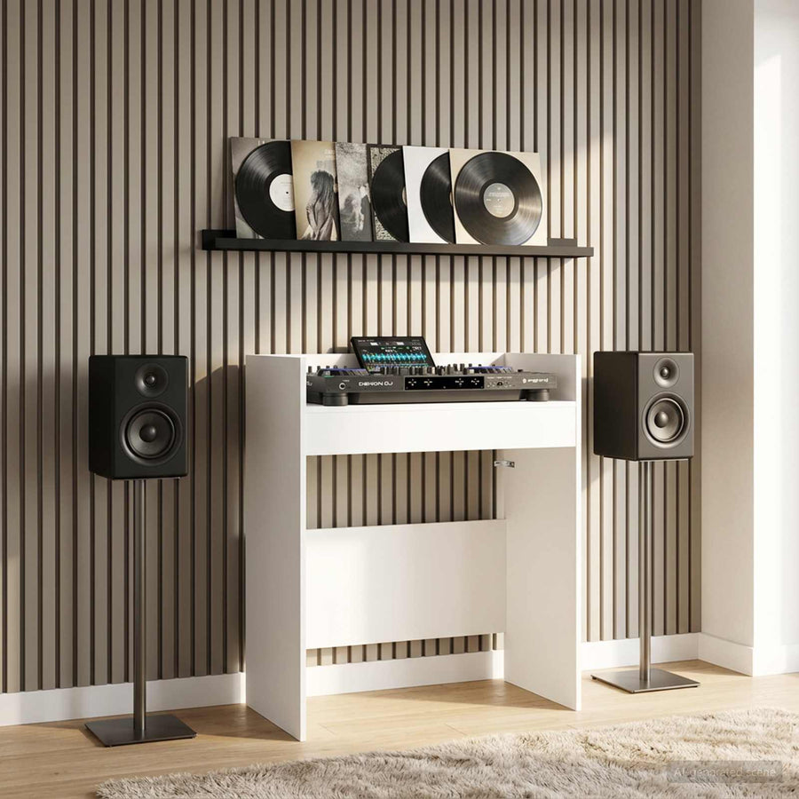DJ Tafel Wit 102 x 45 x 102 cm Bewerkt hout