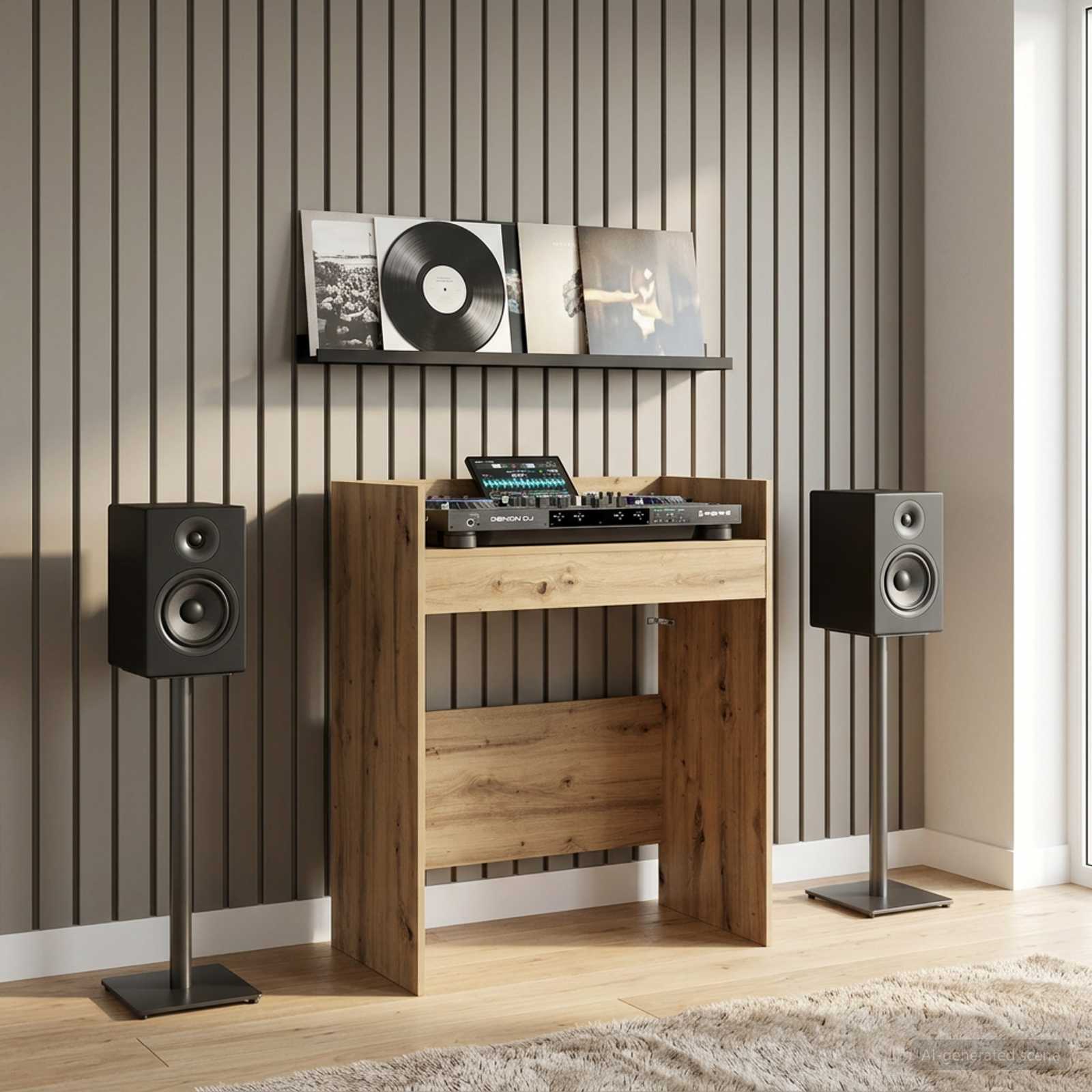 DJ Tafel Artisanaal eiken 102 x 45 x 102 cm Bewerkt hout
