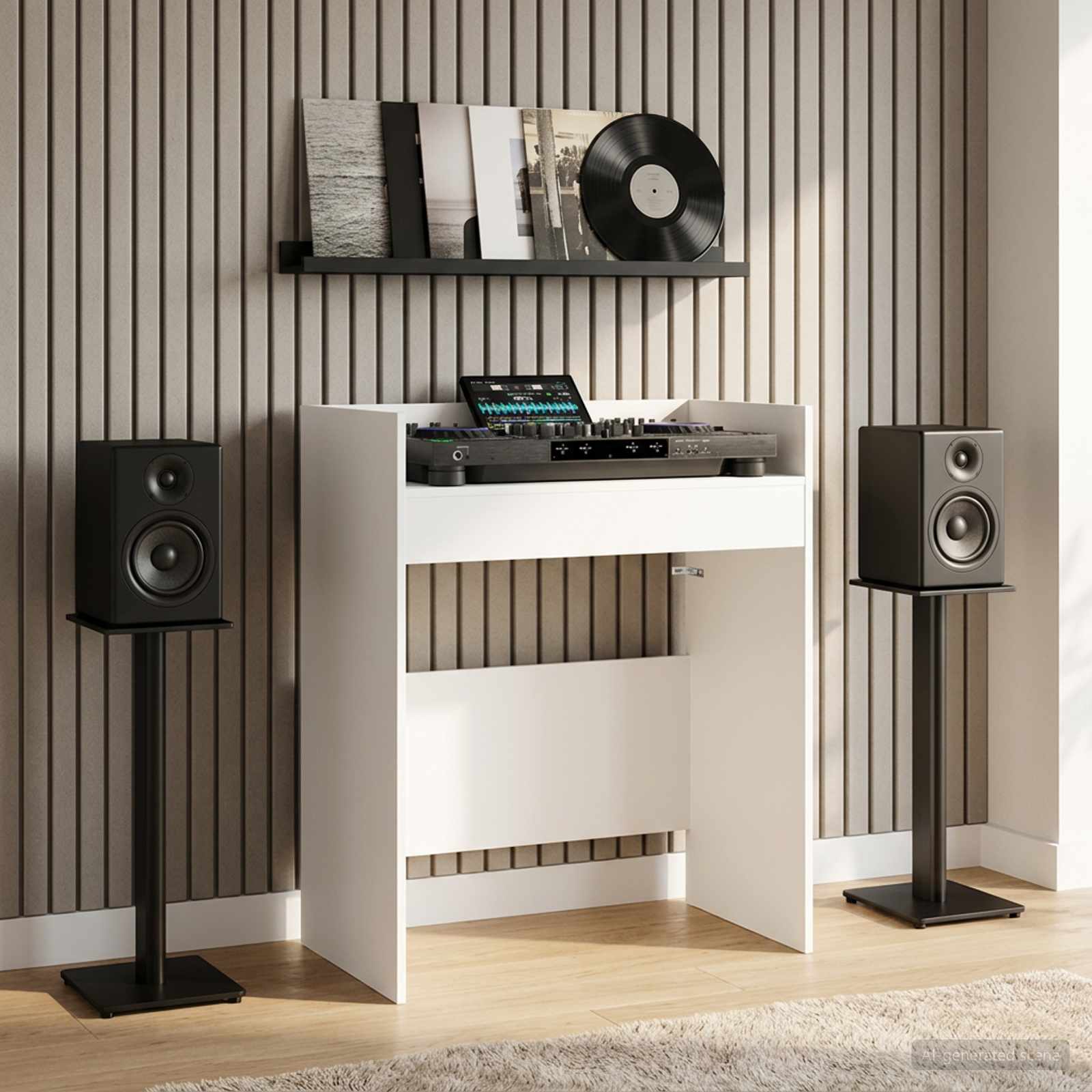 DJ Tafel Wit 82 x 45 x 102 cm Bewerkt hout