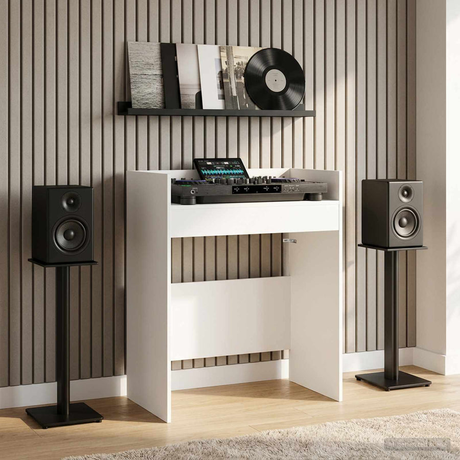 DJ Tafel Wit 82 x 45 x 102 cm Bewerkt hout