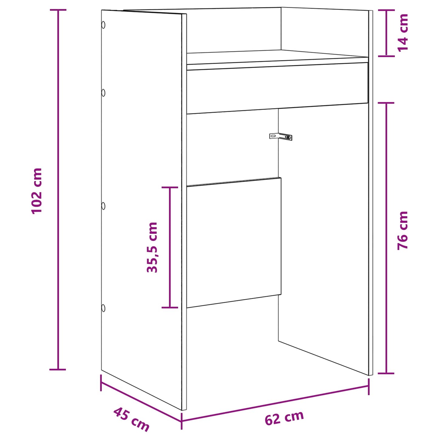 DJ Tafel Betongrijs 62 x 45 x 102 cm Bewerkt hout