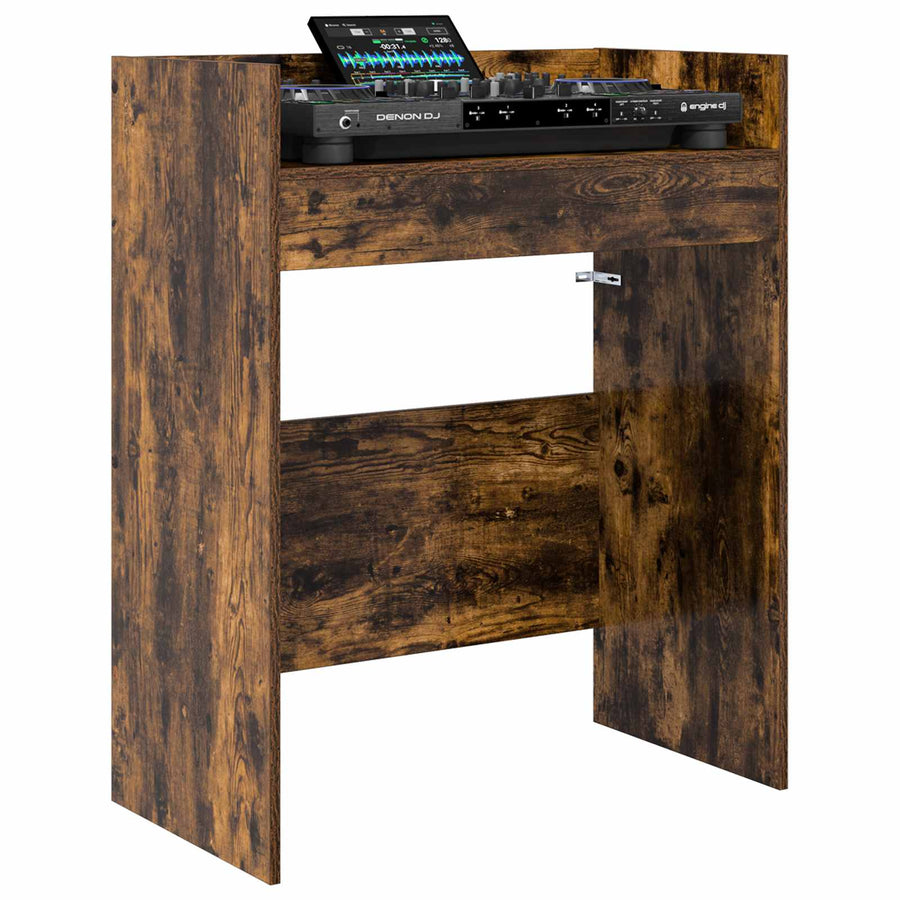 DJ Tafel Gerookt eiken 62 x 45 x 102 cm Bewerkt hout