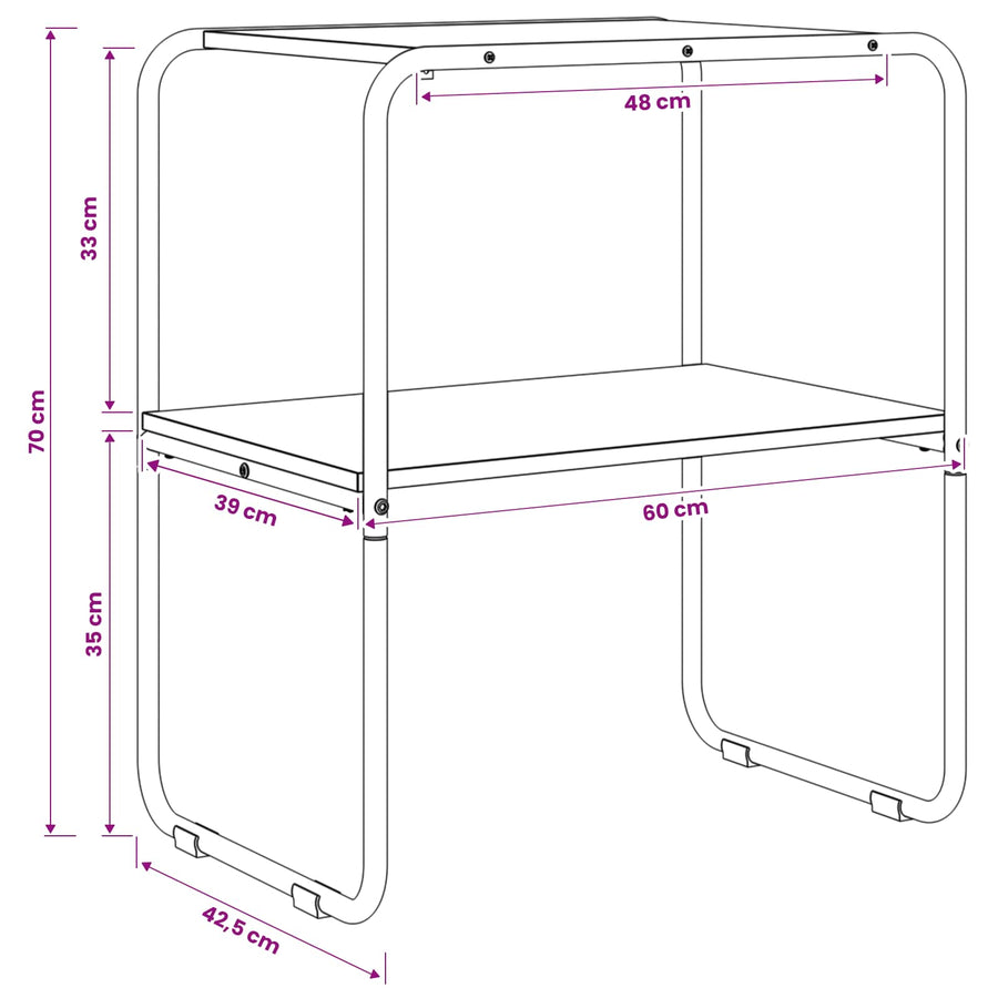Wandtafel Sonoma Eiken 60 x 42,5 x 70 cm Bewerkt hout