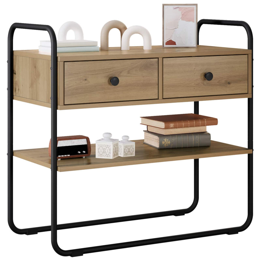 Consoletafel Artisanaal eiken 80 x 40 x 75 cm Bewerkt hout