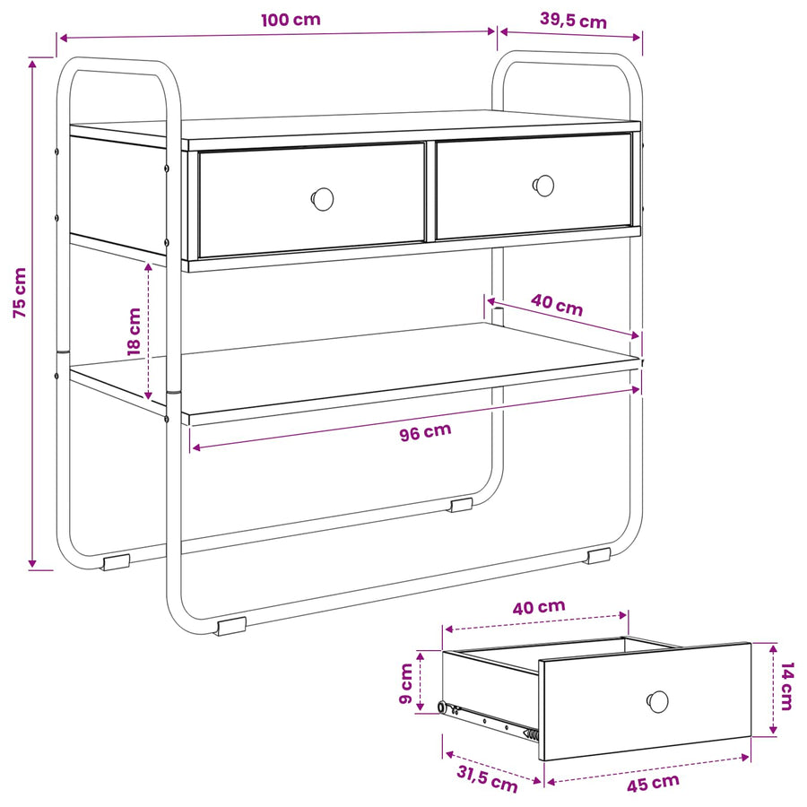 Consoletafel Gerookt eiken 100 x 40 x 75 cm Bewerkt hout