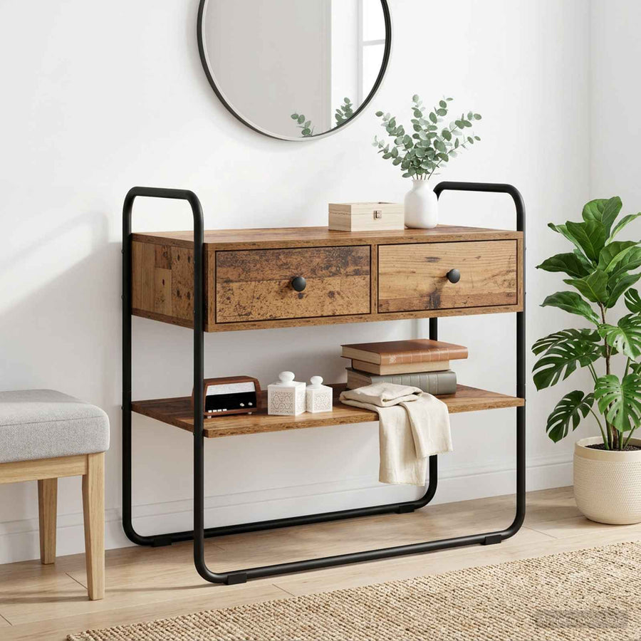 Consoletafel Oud hout 100 x 40 x 75 cm Bewerkt hout