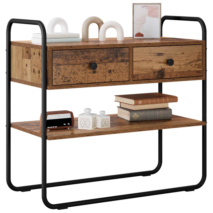 Consoletafel Oud hout 100 x 40 x 75 cm Bewerkt hout
