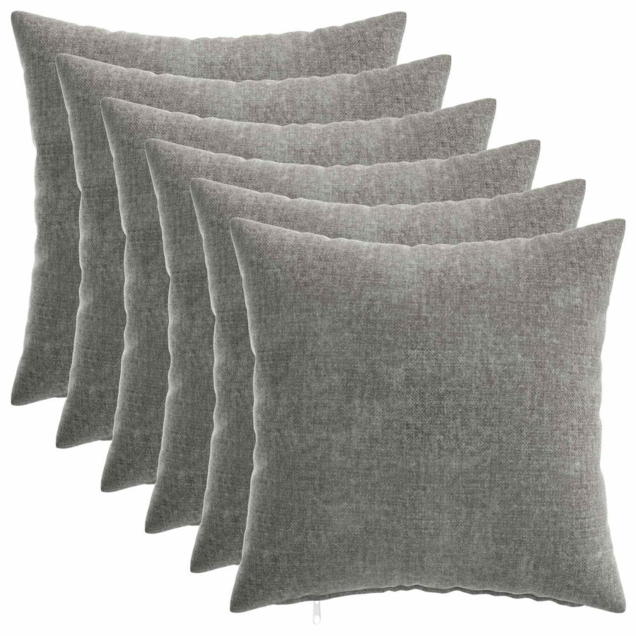 Kussensloop 6 st HEERLEN Donkergrijs 30 x 30 cm Chenille Stof