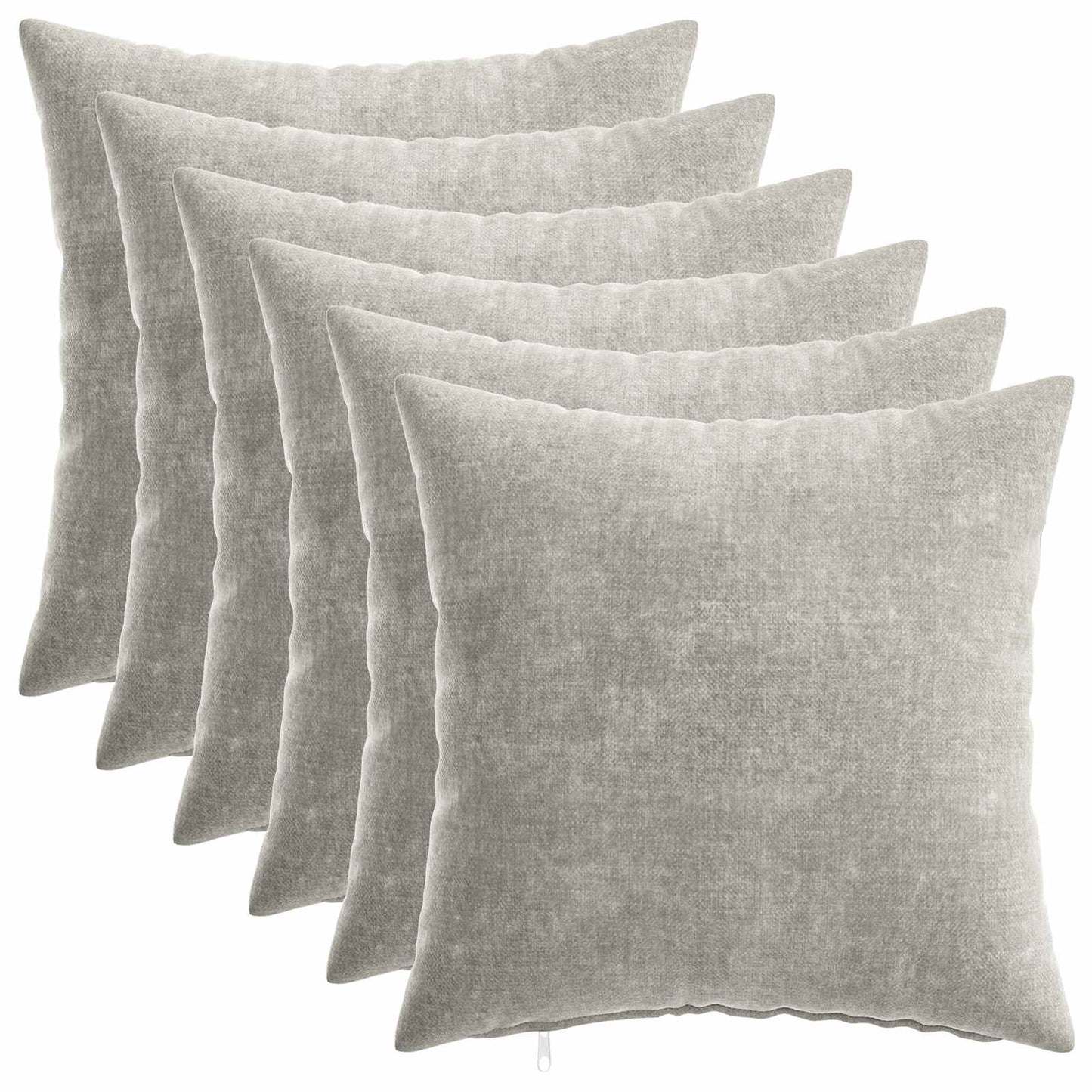 Kussensloop 6 st HEERLEN Lichtgrijs 30 x 30 cm Chenille Stof