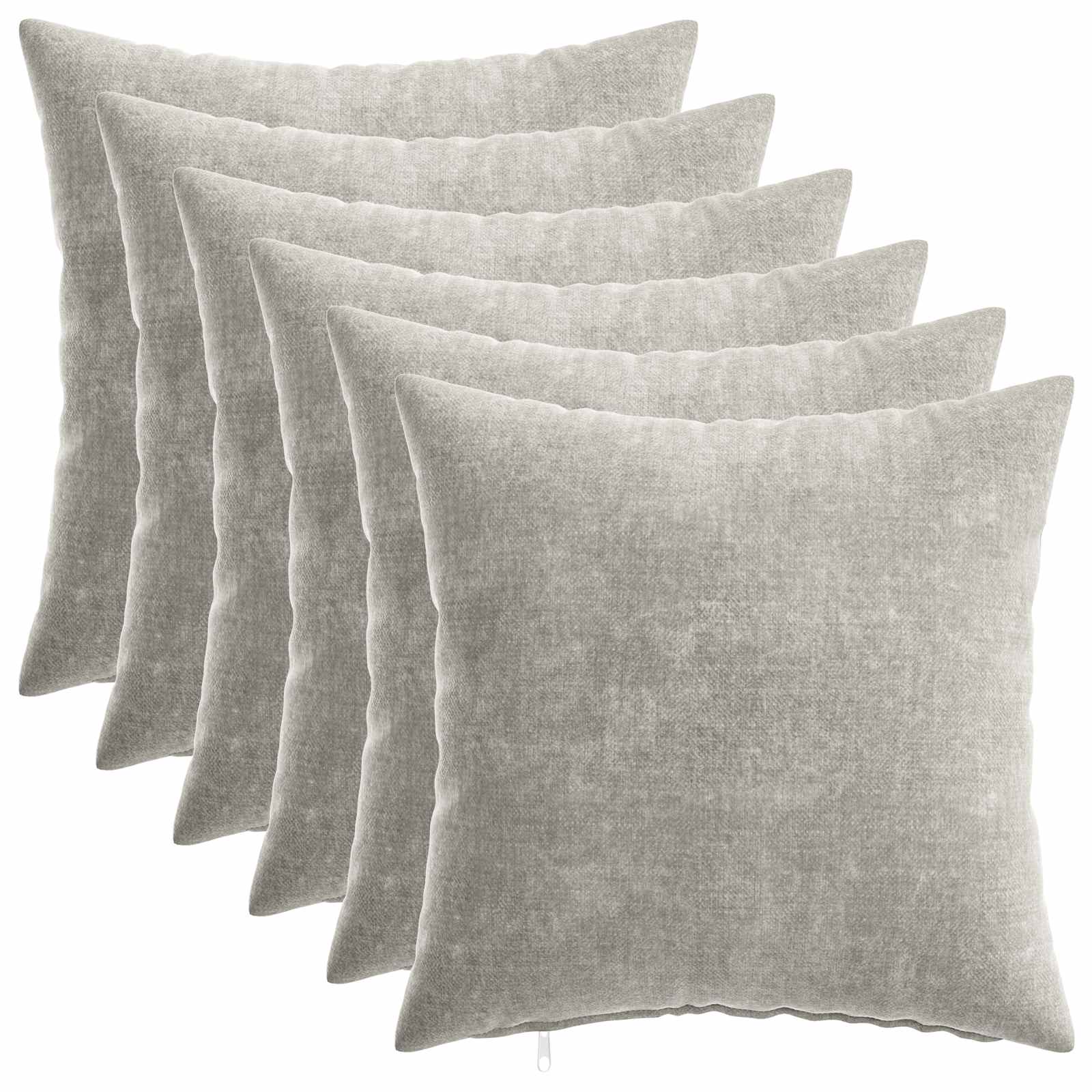 Kussensloop 6 st HEERLEN Lichtgrijs 30 x 30 cm Chenille Stof