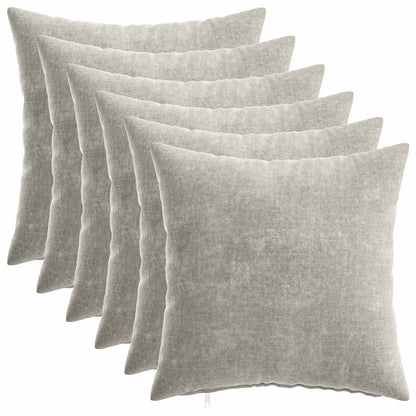 Kussensloop 6 st HEERLEN Lichtgrijs 30 x 30 cm Chenille Stof