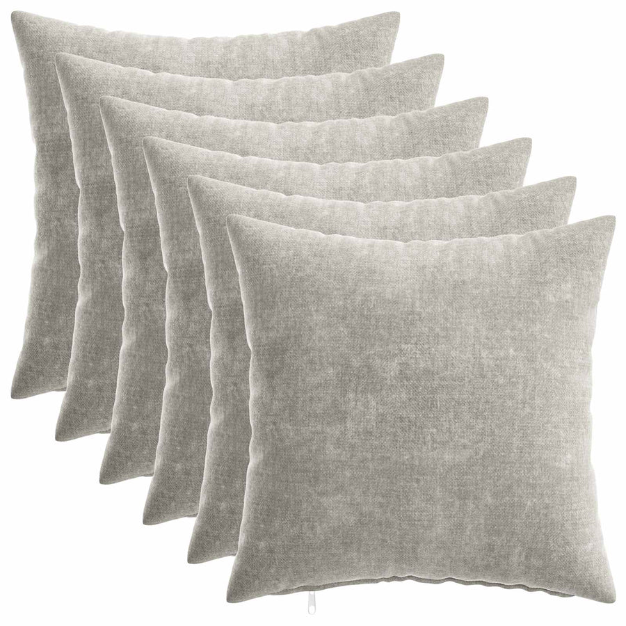 Kussensloop 6 st HEERLEN Lichtgrijs 30 x 30 cm Chenille Stof