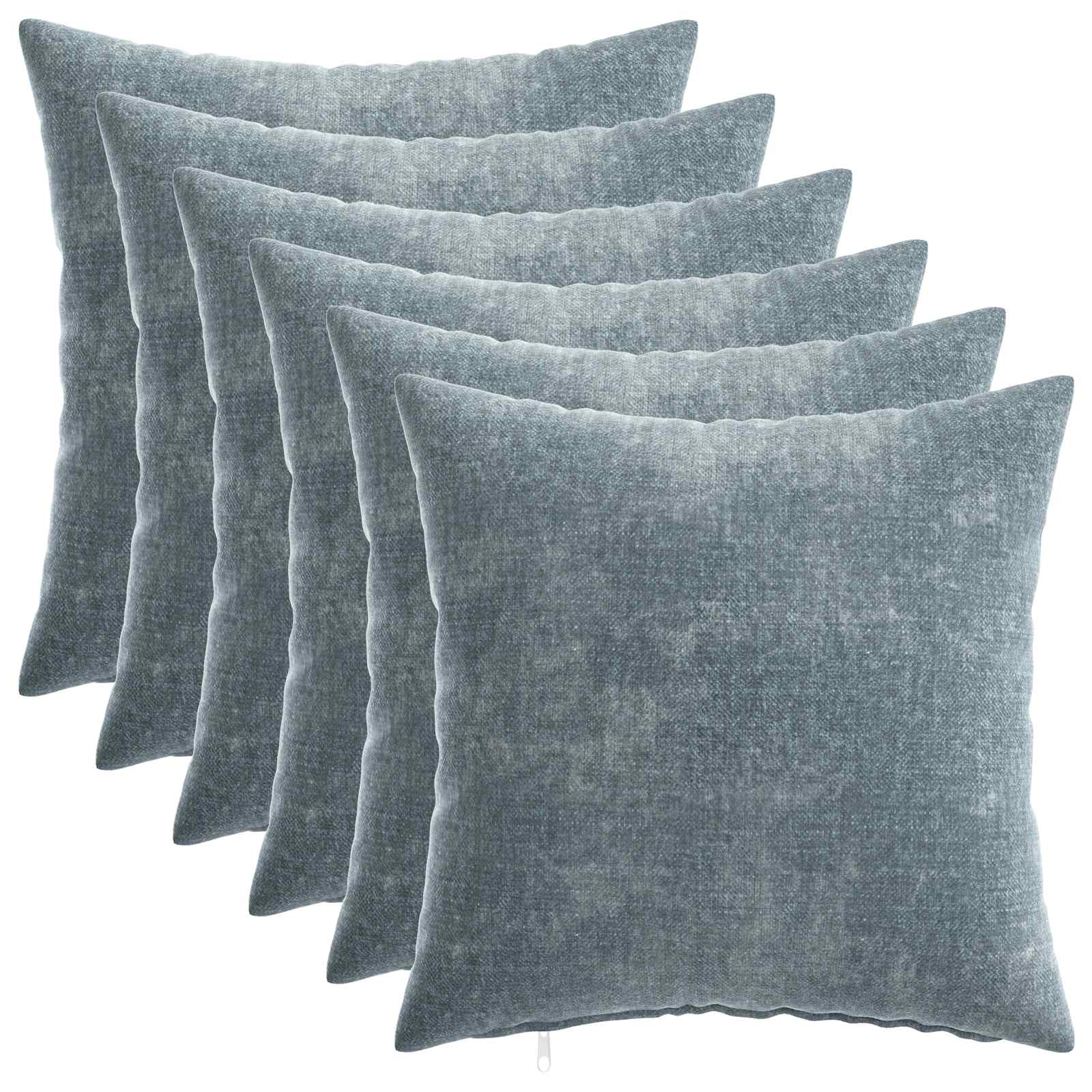 Kussensloop 6 st HEERLEN Lichtblauw 30 x 30 cm Chenille Stof