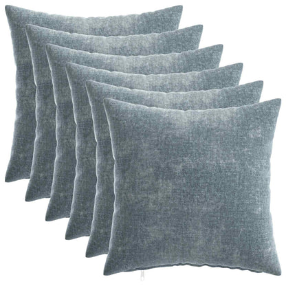 Kussensloop 6 st HEERLEN Lichtblauw 30 x 30 cm Chenille Stof