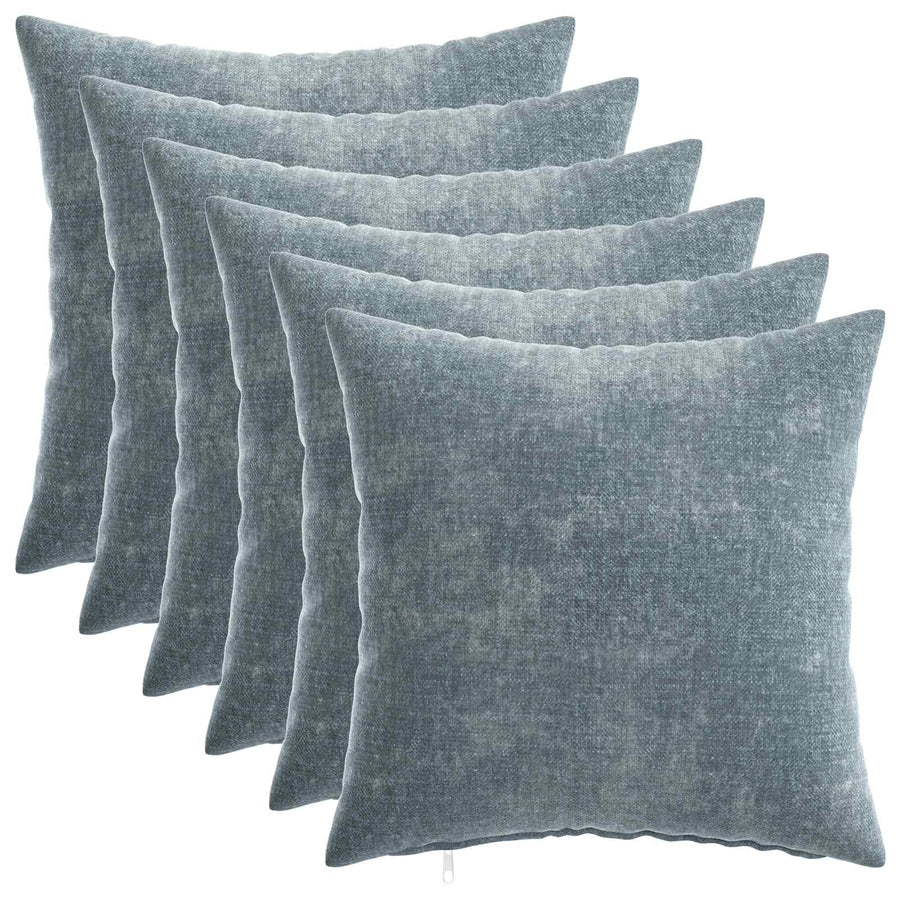 Kussensloop 6 st HEERLEN Lichtblauw 30 x 30 cm Chenille Stof