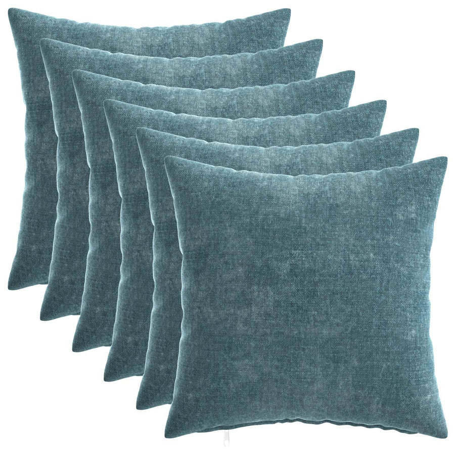 Kussensloop 6 st HEERLEN Blauw 30 x 30 cm Chenille Stof