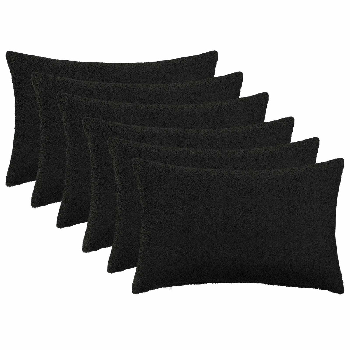 Kussensloop 6 pcs HEERLEN Zwart 30 x 50 cm Bouclé