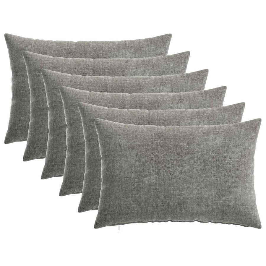 Kussensloop 6 st HEERLEN Donkergrijs 30 x 50 cm Chenille Stof