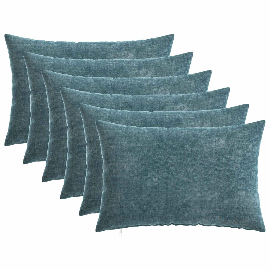 Kussensloop 6 st HEERLEN Blauw 30 x 50 cm Chenille Stof