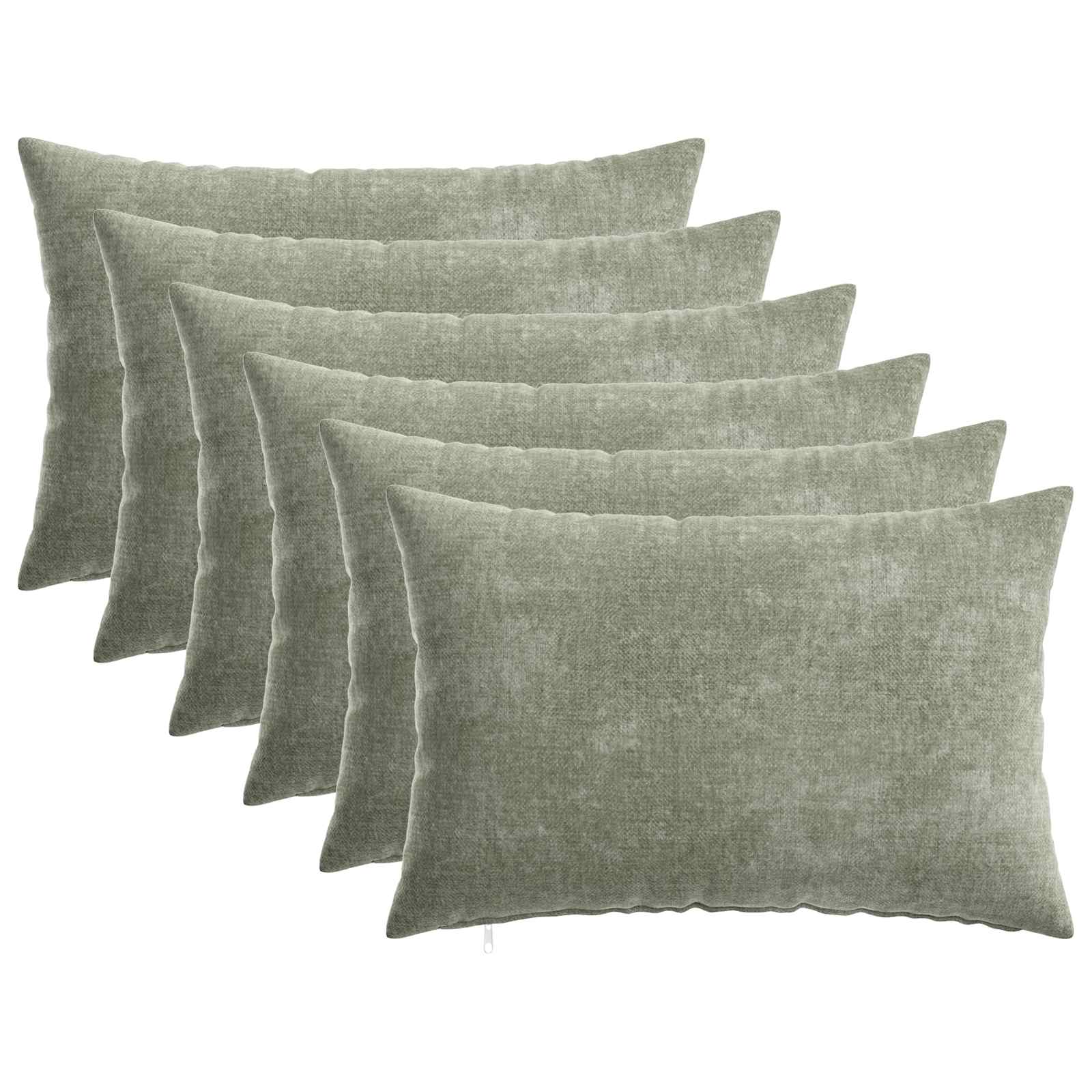 Kussensloop 6 st HEERLEN Groen 30 x 50 cm Chenille Stof