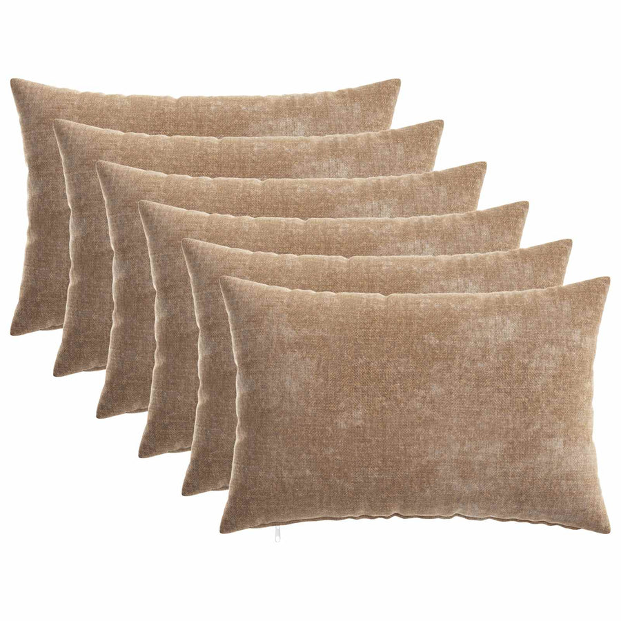 Kussensloop 6 st HEERLEN Bruin 30 x 50 cm Chenille Stof