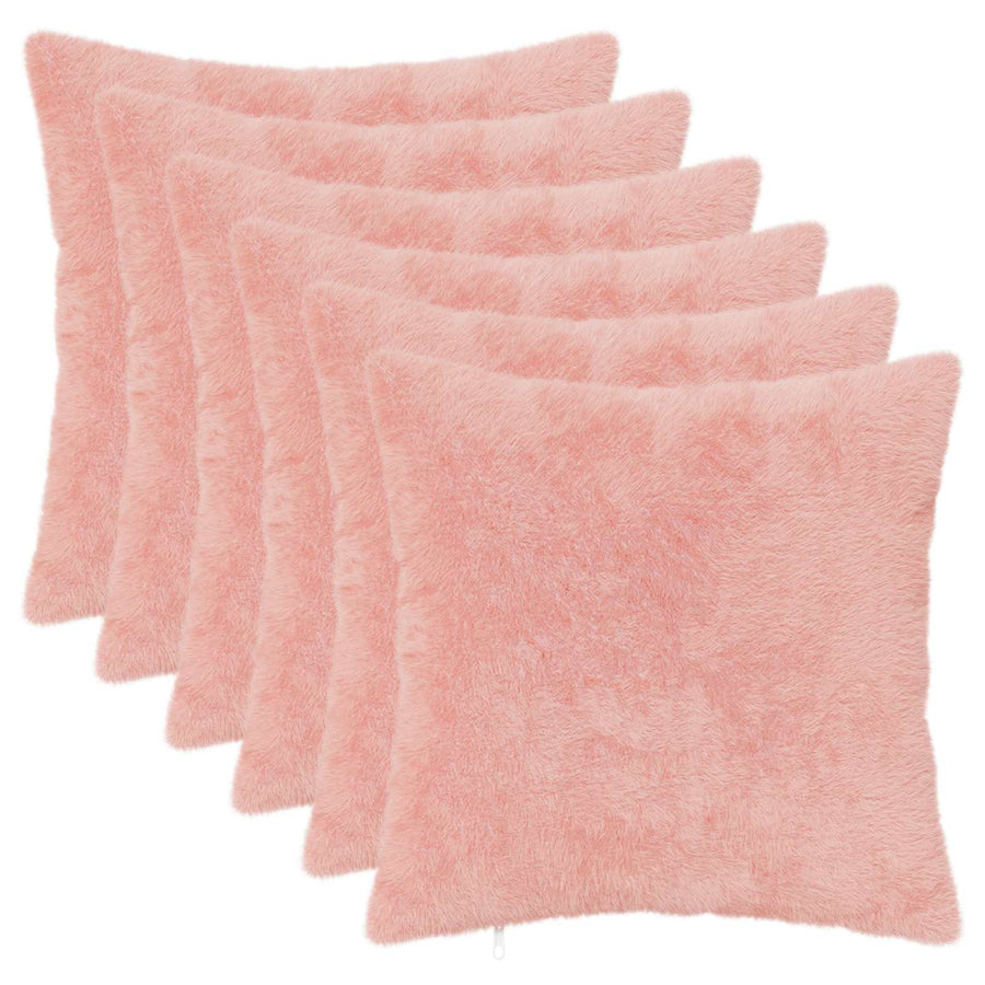 Kussensloop 6 st HEERLEN Roze 35 x 35 cm Nep Konijnenbont
