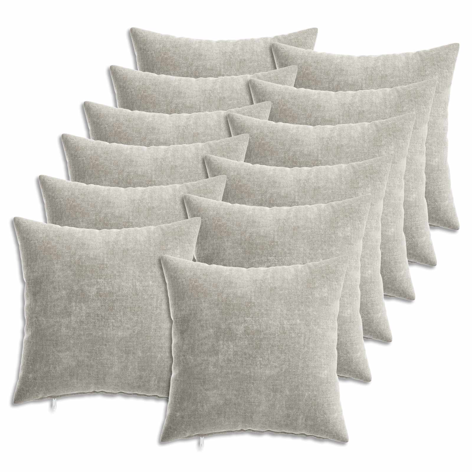 Kussensloop 12 st HEERLEN Lichtgrijs 40 x 40 cm Chenille Stof