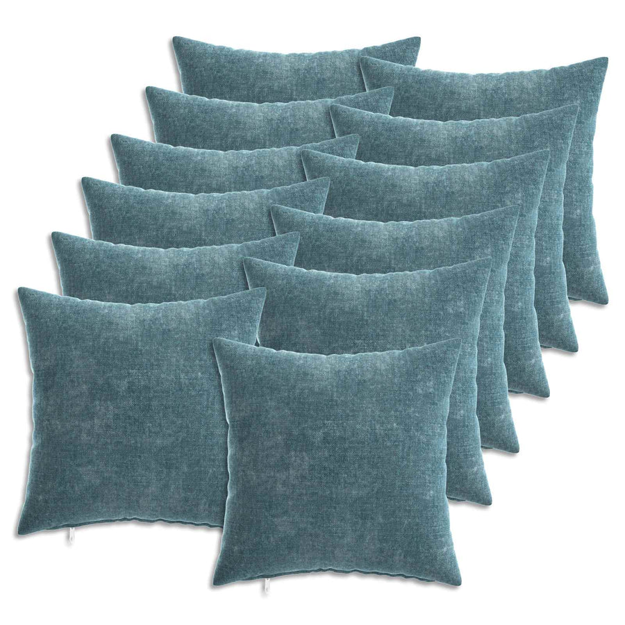 Kussensloop 12 st HEERLEN Blauw 40 x 40 cm Chenille Stof