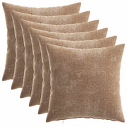 Kussensloop bruin 40x40 cm chenille (6 stuks)
