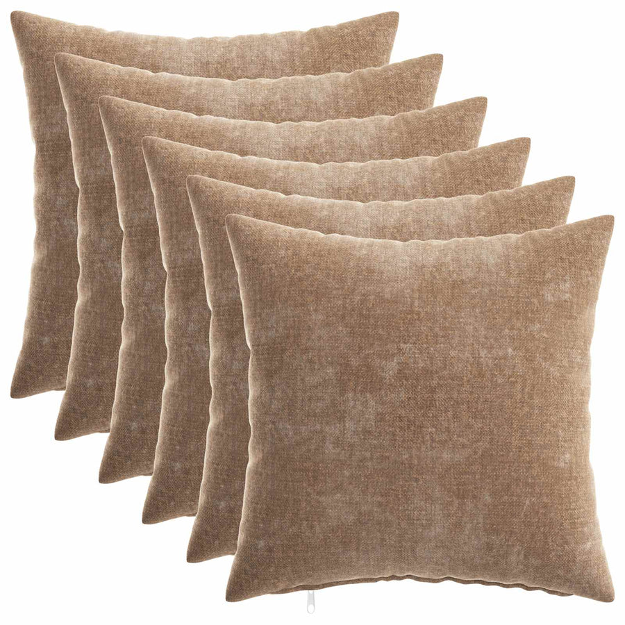 Kussensloop 6 st HEERLEN Bruin 40 x 40 cm Chenille Stof