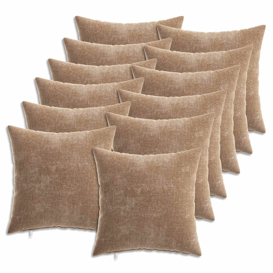 Kussensloop 12 st HEERLEN Bruin 40 x 40 cm Chenille Stof
