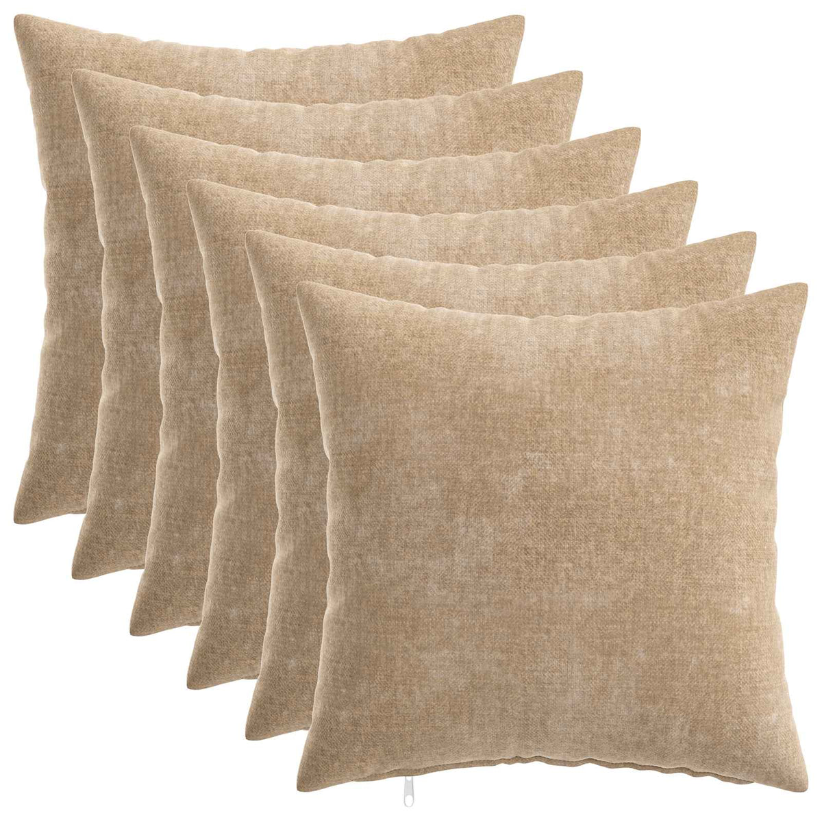 Kussensloop 6 st HEERLEN Taupe 40 x 40 cm Chenille Stof