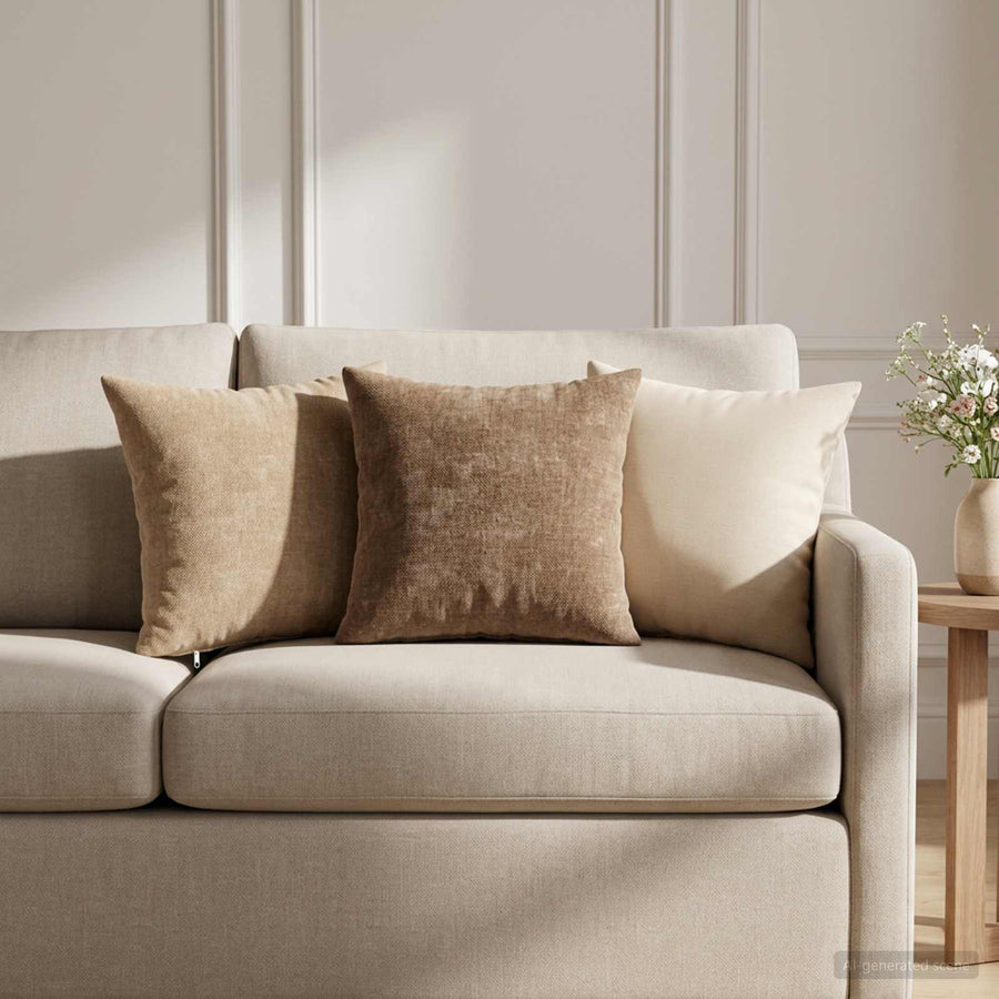 Kussensloop 2 st HEERLEN Taupe 30 x 30 cm Chenille Stof