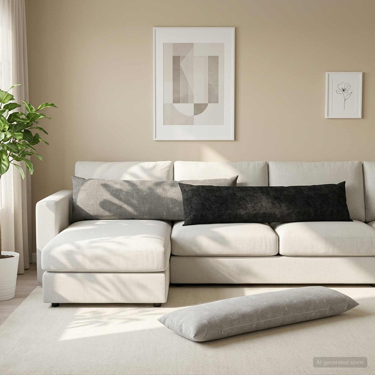 Kussensloop 2 st HEERLEN Antraciet 40 x 145 cm Chenille Stof