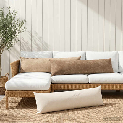 Plaid kussen 2 st HEERLEN Bruin 40 x 145 cm Chenille Stof