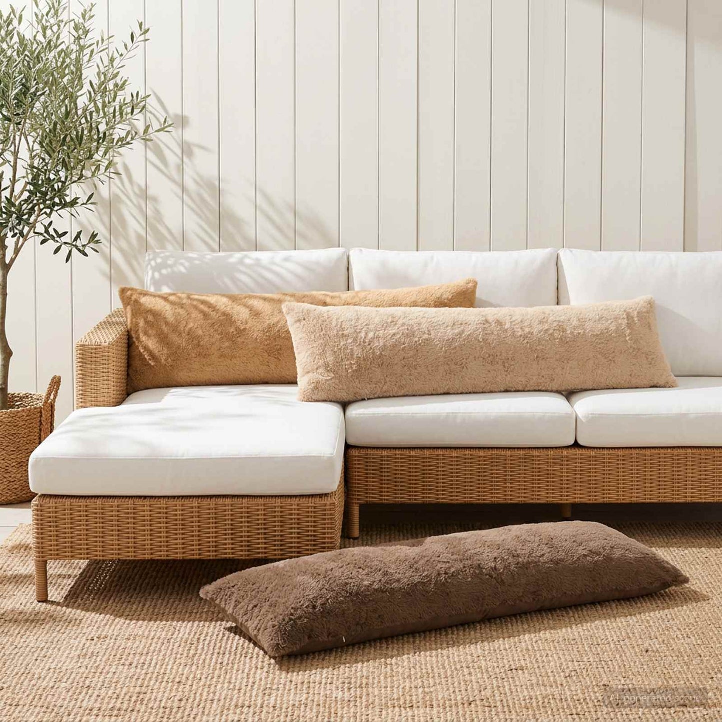 Kussensloop HEERLEN Crèmekleurig 40 x 145 cm Nep Konijnenbont