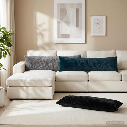 Kussensloop HEERLEN Zwart 40 x 145 cm Nep Konijnenbont