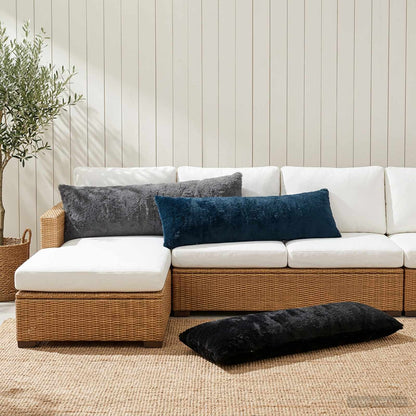 Kussensloop HEERLEN Zwart 40 x 145 cm Nep Konijnenbont