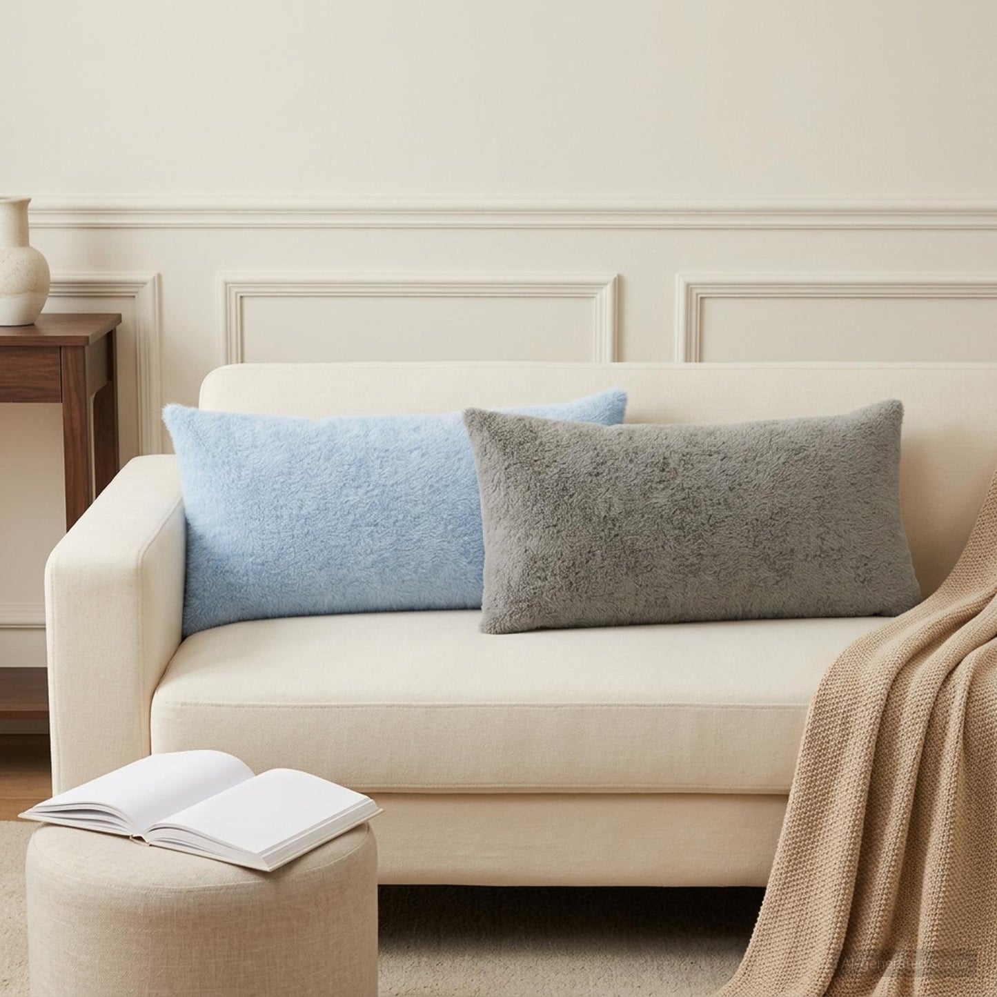 Kussensloop 6 st HEERLEN Lichtblauw 40 x 70 cm Nep Konijnenbont