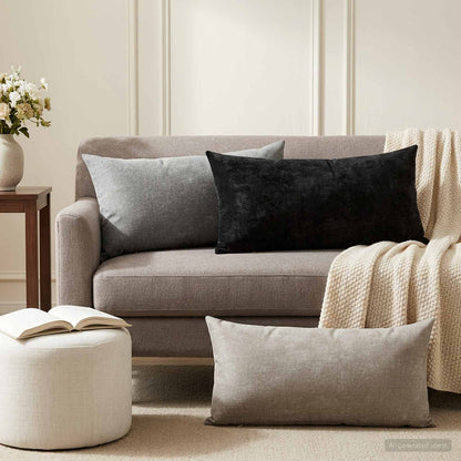 Kussensloop 2 st HEERLEN Antraciet 40 x 80 cm Chenille Stof