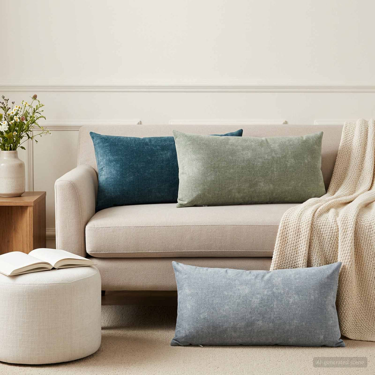 Kussensloop 2 st HEERLEN Lichtblauw 40 x 80 cm Chenille Stof