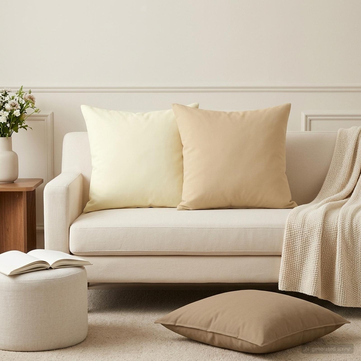 Kussensloop 2 pcs HEERLEN Beige 45 x 45 cm Polyester