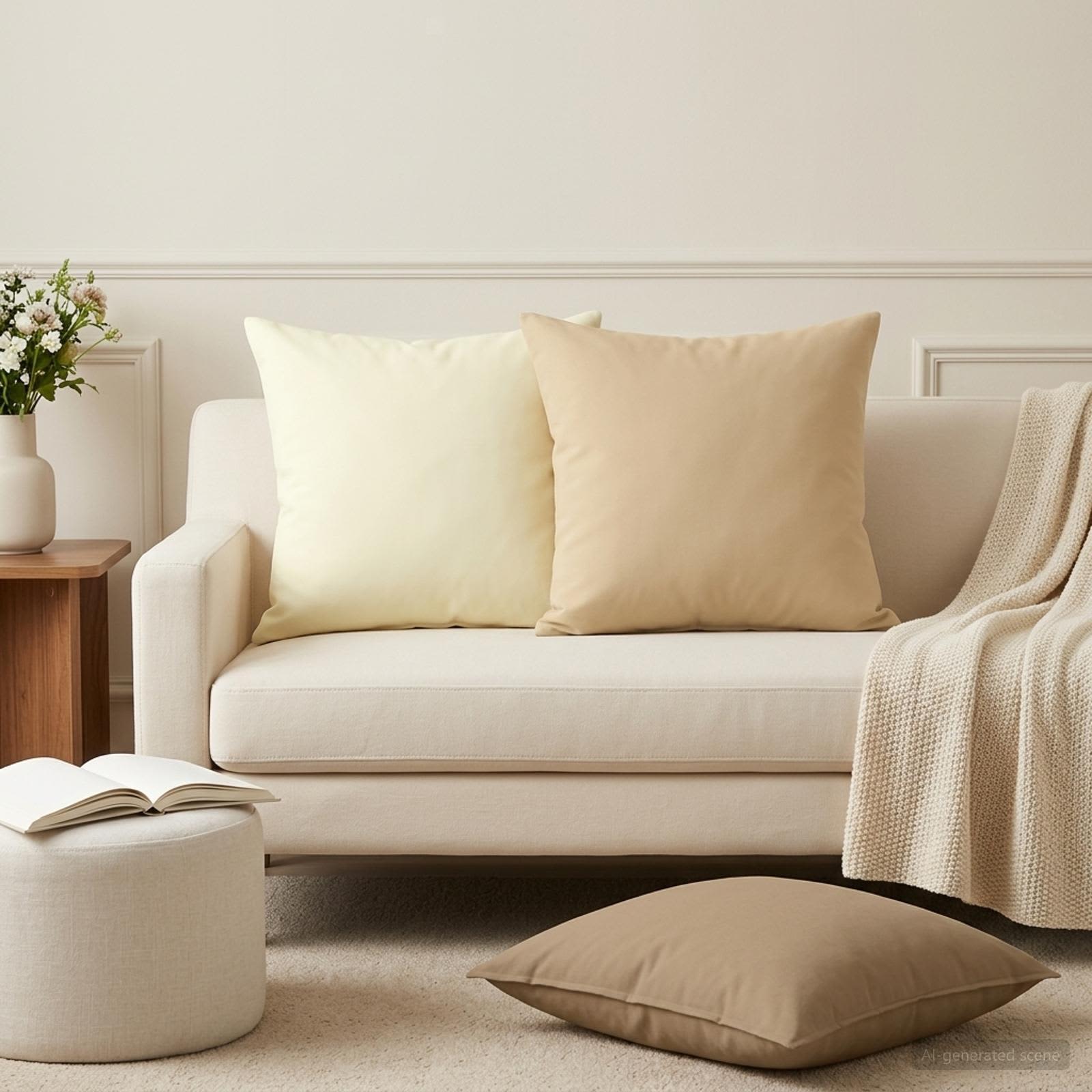 Kussensloop 2 pcs HEERLEN Beige 45 x 45 cm Polyester