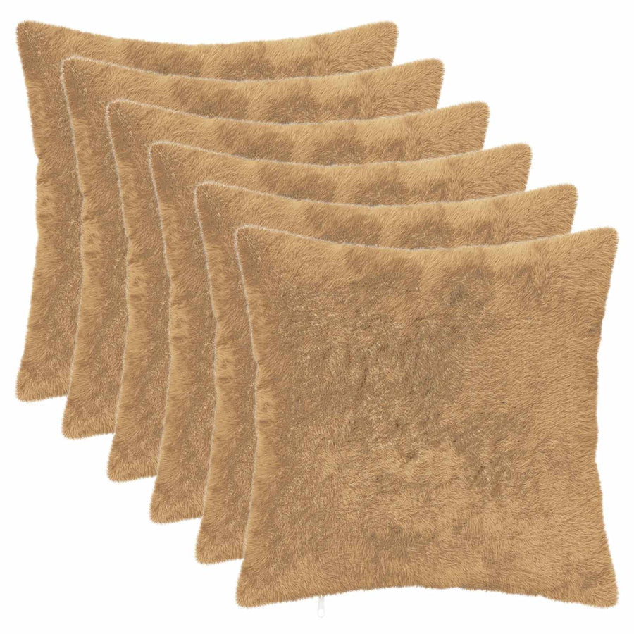 Kussensloop 6 st HEERLEN Taupe 50 x 50 cm Nep Konijnenbont