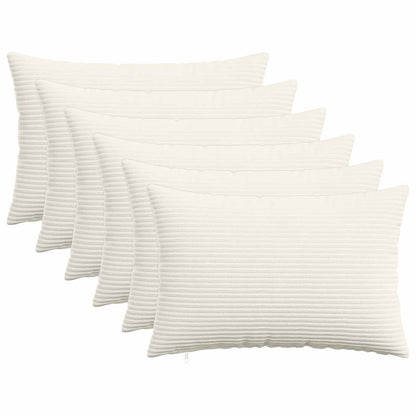 Kussensloop 6 pcs HEERLEN Crèmekleurig 50 x 75 cm corduroy