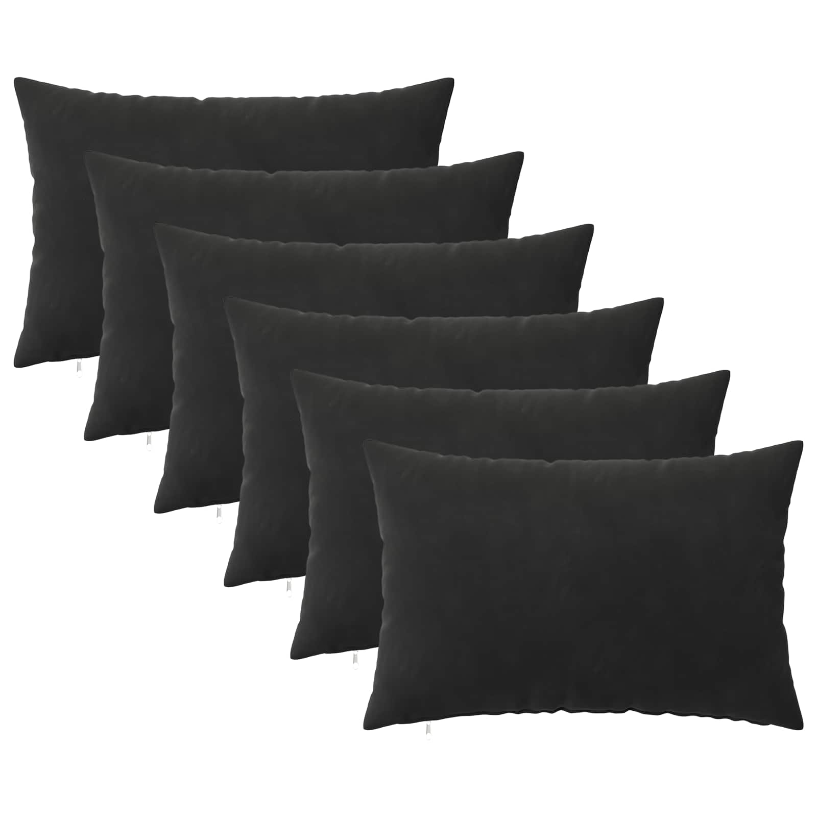 Kussensloop 6 pcs HEERLEN Zwart 50 x 80 cm Fluweel