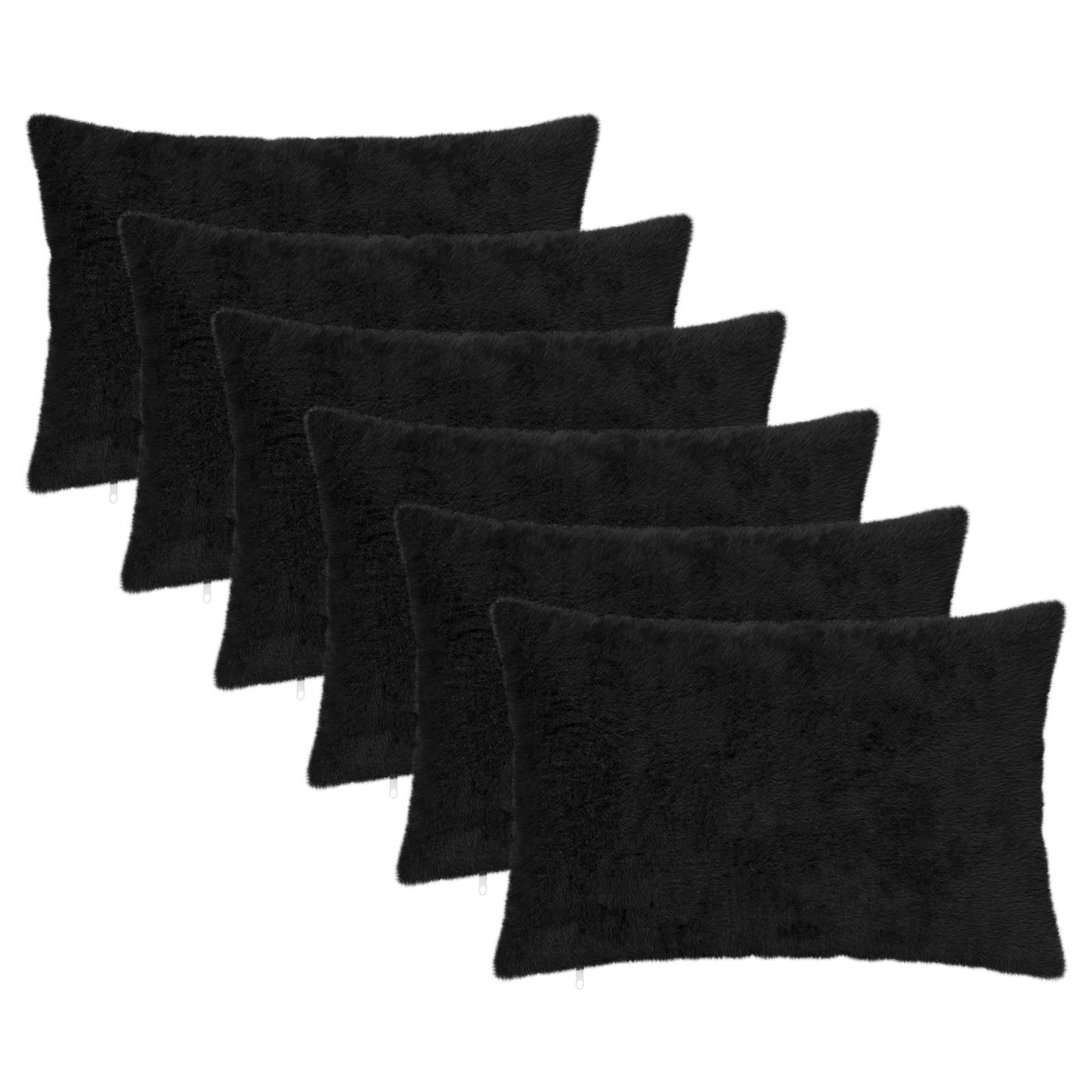 Kussensloop 6 st HEERLEN Zwart 50 x 80 cm Nep Konijnenbont