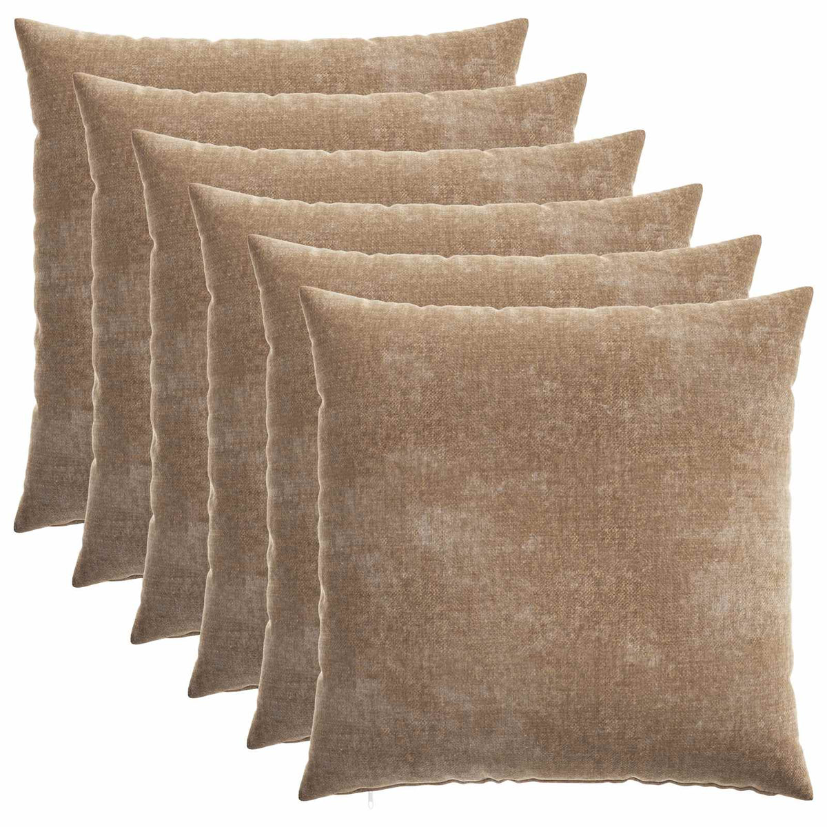 Kussensloop 6 st HEERLEN Bruin 55 x 55 cm Chenille Stof